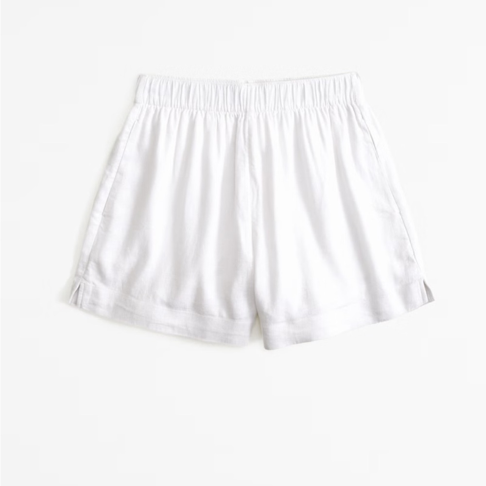 AF Linen High Waisted Shorts, Linen Pull On Shorts, White Linen Shorts